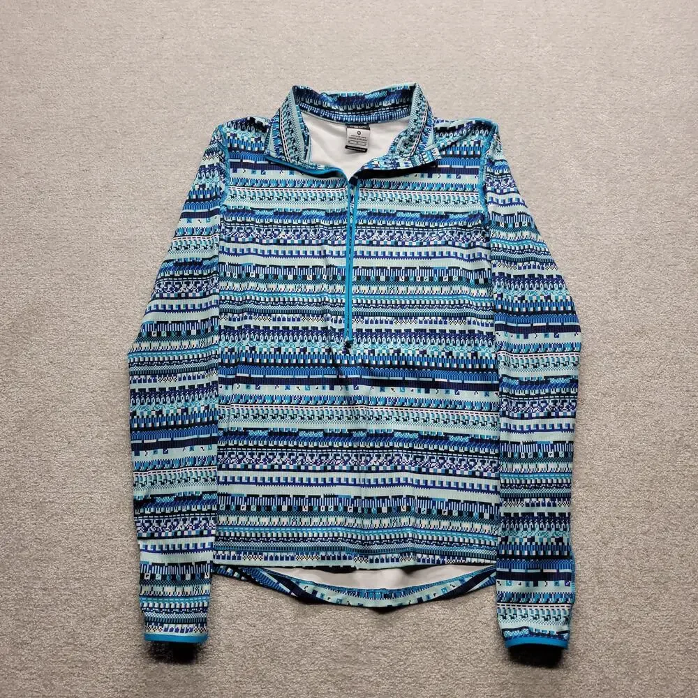 Nike Pro Dri-FIT Women's M Blue Geometric Print 1/2 Zip Running Pullover